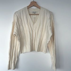 NWT Madewell Cable-knit V neck Crop Sweater